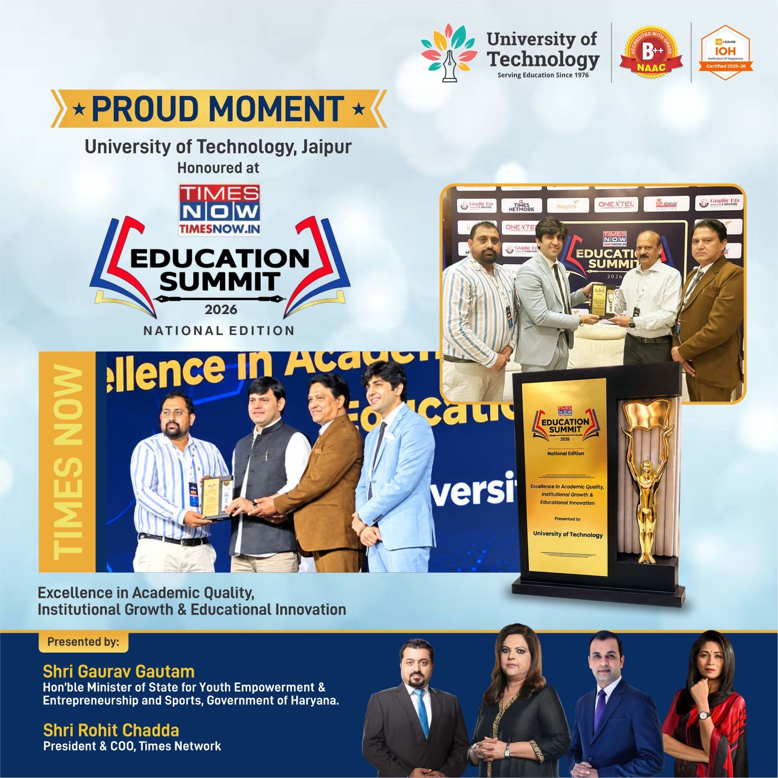 Proud Moment for University of Technology, Jaipur
